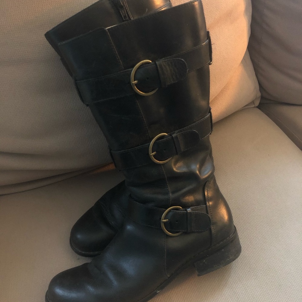 Black leather motorcycle boots 7M